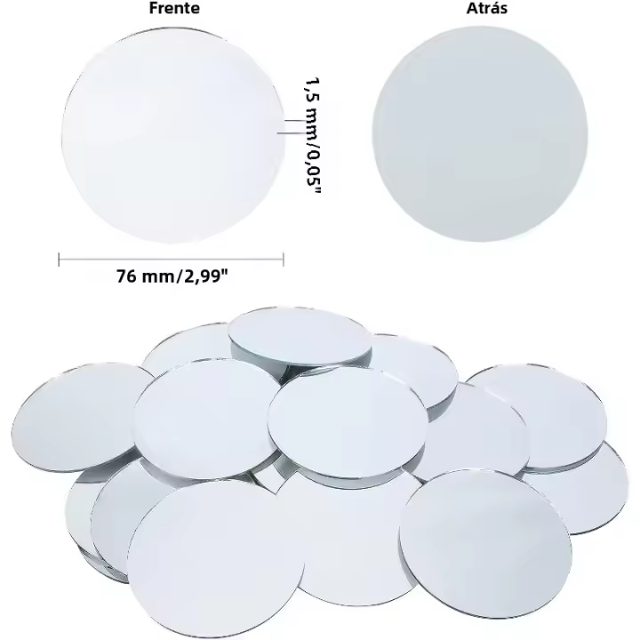 30Pcs Pequeñas Espejos Redondos De Vidrio Blanco 3x0.06 Pulgadas Para Proyectos De Artesanía Y Decoración De Viajes - 1