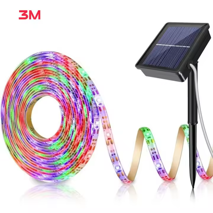 Tiras de Luz LED 2835 RGB Eflexibles y Impermeables 3.7V con Energía Solar para Decoración de Jardín en Casa - 1