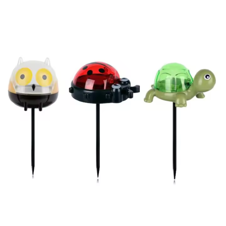 Lámpara solar decorativa para jardín 15.5x10cm diseño en forma de tortuga, mariquita o búho. Luz LED automática al anochecer. Estilo adorable ideal para exteriores, patio, balcón o camino - 1