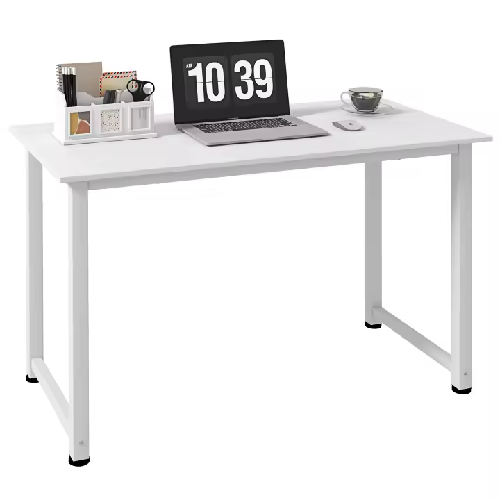 HOMCOM Mesa de Ordenador Mesa de Comedor Escritorio para Hogar Oficina con Pies Ajustables Mobiliario Simple de Oficina 120x60x76cm Carga 100 kg Marco Metal - 1