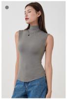 Top Deportivo mujer sin Mangas de Cuello alto, elástico y ajustado de Doble Capa - details 13