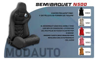 MODAUTO Semibaquet B.E Cuero Negro/Detalles en Forma De Figura,Semibaquet Deportivo,Adaptable para Coches,Ríeles Incluidos,para Coche y Simulador de Conducción - details 0