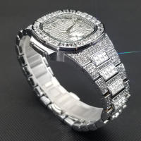 Reloj De Pulsera De Cuarzo Para Hombre MISSFOX Clásico Lujo Con Diamantes Full En Plata Acero Inoxidable Resistente Al Agua Y Shock - details 2