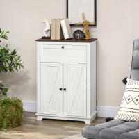 HOMCOM Aparador para Salón Armario de Almacenamiento con Puertas Dobles Cajón y Estante Ajustable para Cocina Dormitorio 60x30x87,4 cm Blanco - details 1