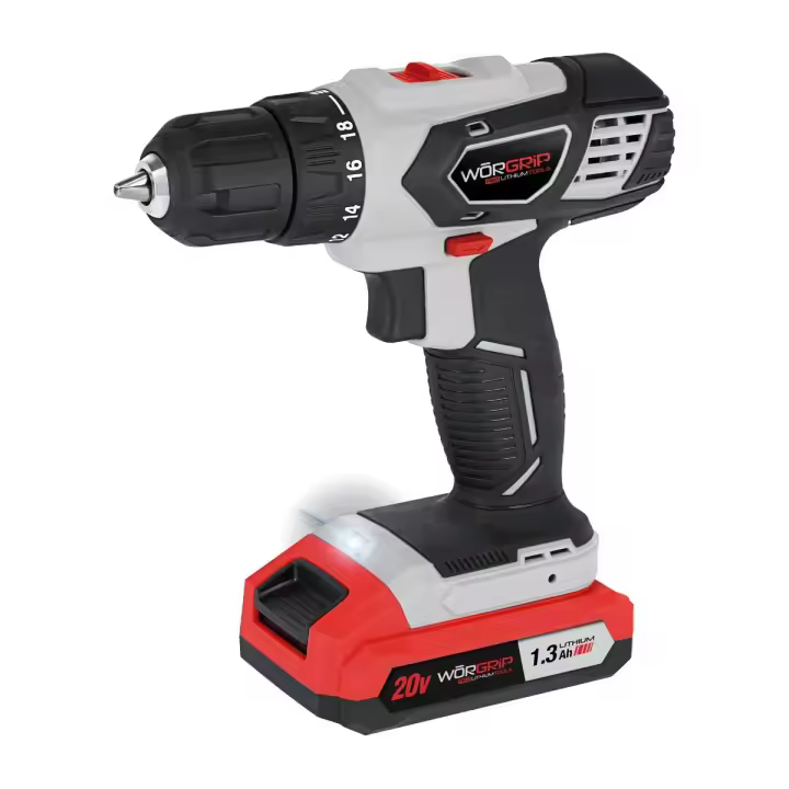 Taladro Atornillador WORGRIP 20V + Batería 1.3Ah + Maletín con 13 Accesorios - 1
