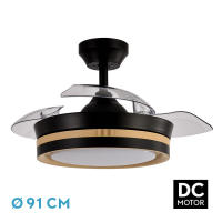 FABRILAMP - Ventilador Dc Viper Negro/madera 48w 3aspas 91d 4800lm 6vel 3000k,4500k,6000k, Remoto+temporizador+memoria - details 2