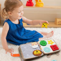 Libro Ocupado Montessori Para Niños Con Animales De Color Y Forma Educación Temprana Juguetes De Motricidad Fina Libro Quieto De Giraffa - details 1