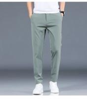 Pantalones Casuales Para Hombre Verano 2024 Estilo Coreano Elásticos Rectos Ajustados Cómodos Trajes Negocios Verde Militar - details 21