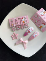 Juego De 11-14 Clips De Pelo Hello Kitty Kawaii Anime Cinnamoroll Kuromi Pochacco Accesorios Lindos Para Niñas Regalos - details 2