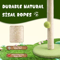 Poste De Rasguñar Para Gato Con Hojas Verdes Y Cordón De Sisal Para Interiores Poste De Gato Con Diseño Lindo Para Gatos Jóvenes Y Adultos Producto Para Mascotas - details 4