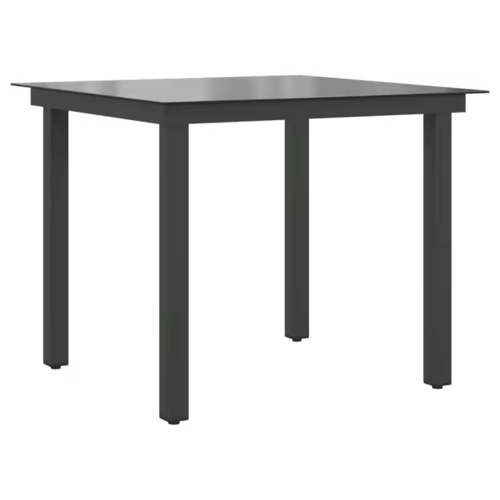 Mesa de Jardín de Aluminio y Vidrio Negra 80x80x74 cm - 1