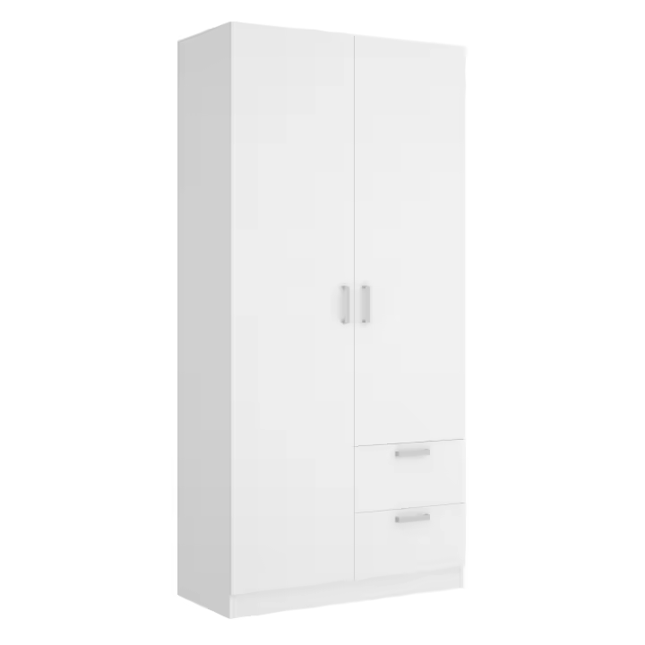 Armario 2 Puertas + 2 Cajones Baltik Blanco - Armario Moderno 215x100x52 cm Armario para dormitorio - Fabricado en España - Melamina Alta calidad - Somnia Descanso - 1