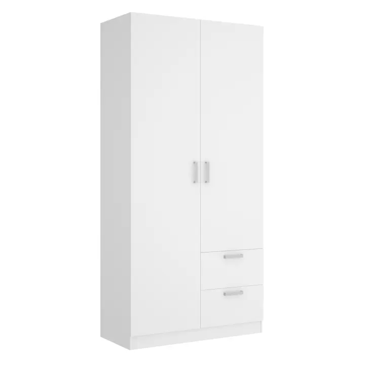 Armario 2 Puertas + 2 Cajones Baltik Blanco - Armario Moderno 215x100x52 cm Armario para dormitorio - Fabricado en España - Melamina Alta calidad - Somnia Descanso - 1