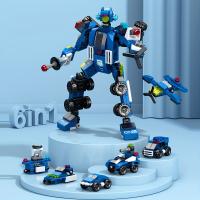 Juguete De Construcción De 6 En 1 Robot De Policía Bloques De Vehículo Modelo Regalo De Cumpleaños Y Navidad Para Niños - details 0