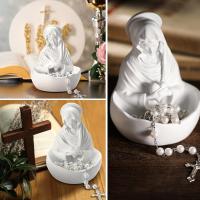 Estatua De La Virgen María En Resina/Plástico 1Pc Adorno Religioso Figura Exquisita Católica Para Decoración De Habitaciones Hecha a Mano - details 2