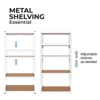 Ociodual Estantería Metálica Essential Blanco, Ideal para Hogar, Garaje, Cocina, Oficina, Multiusos, Almacenamiento Divisible, Sin Tornillos, 875kg, 5 Baldas MDF, 180 x 90 x 40cm - details 4