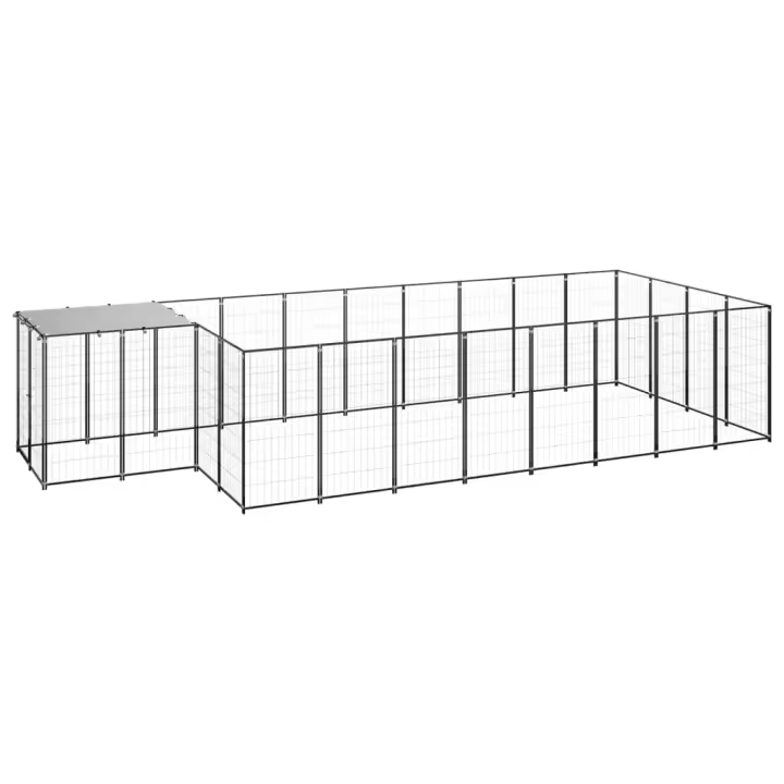 vidaXL Perrera 10,89 m² Acero Casa Jaula Perro Cachorro Recinto Mascota Color Plateado,  Negro, y mas - 1