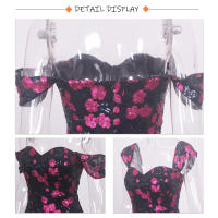 Vestido De Noche Suelto Romagic Con Encaje Y Lentejuelas Para Mujer Vestido De Fiesta De Graduación Y Bodas Espalda Descubierta Longitud Del Piés Sin Mangas Cuello En V Bodycon - details 6