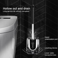 Cepillo De Inodoro Compacto Con Soporte - Set De Limpieza Para Baño De Acero Inoxidable Soporte De Plástico Discreto Espacioso WC - details 0