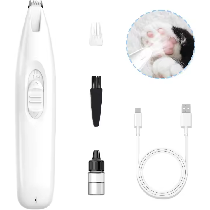 Recortadora de patas para perros con LED: cortadora de pelo inalámbrica recargable de 2 velocidades, afeitadora de bajo ruido con cuchilla de cerámica - 1