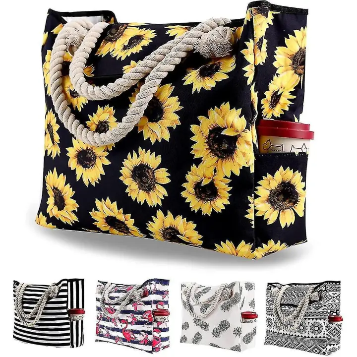 Bolsa de Playa de Lona impermeable de gran tamaño with 4 bolsos interiores para Viajes, Gimnasio, Natacion y Vacaciones en la playa - 1