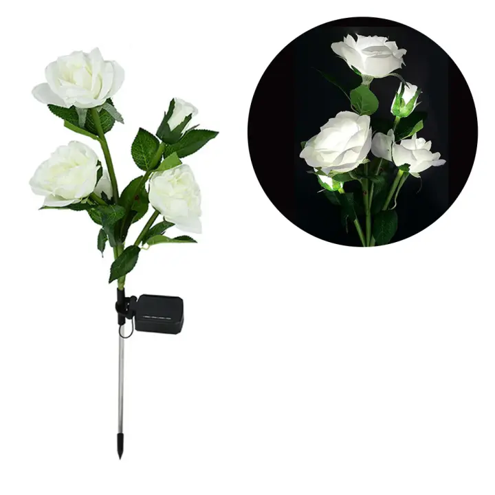 Lámparas Solares Para Jardín Con Forma De Rosa Decorativas Para Patio Exterior Luz De Jardín Solar IP65 ABS Modernas Y Decorativas - 1
