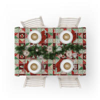 La fabrica de las telas-Mantel Navidad  patchwork motivos navideños, tela algodón loneta estampada, lavable, suave, tejido de calidad, cuadrado y rectangular.Decoración hogar, cocina, salon ,comedor, balcón. NOche buena, navidad, noche vieja. - details 1