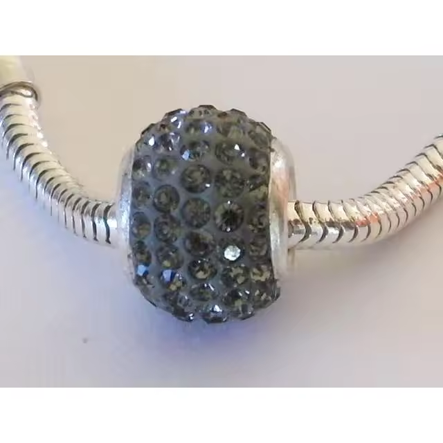 Abalorio De Plata   Cristal 5 Gris - 1
