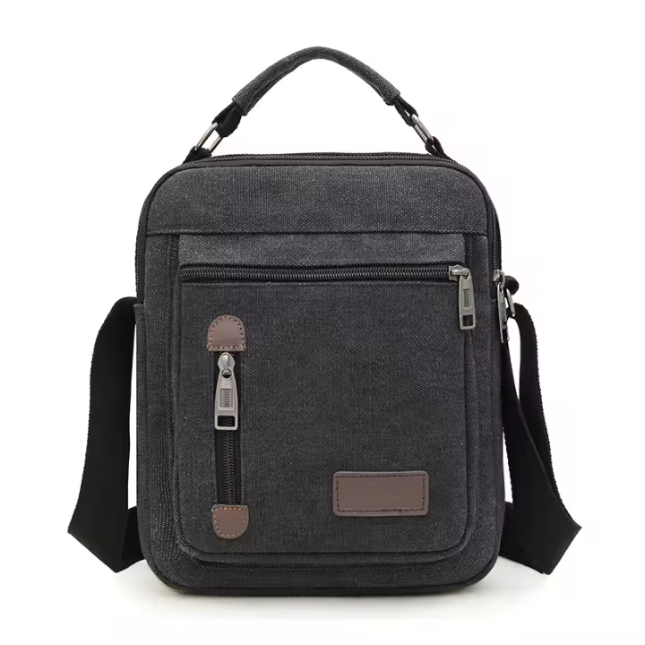 Bolso bandolera de lona para hombre, bolsa cruzada de viaje de gran capacidad, bolso casual con múltiples bolsillos para trabajo, compras, senderismo, uso diario - 1