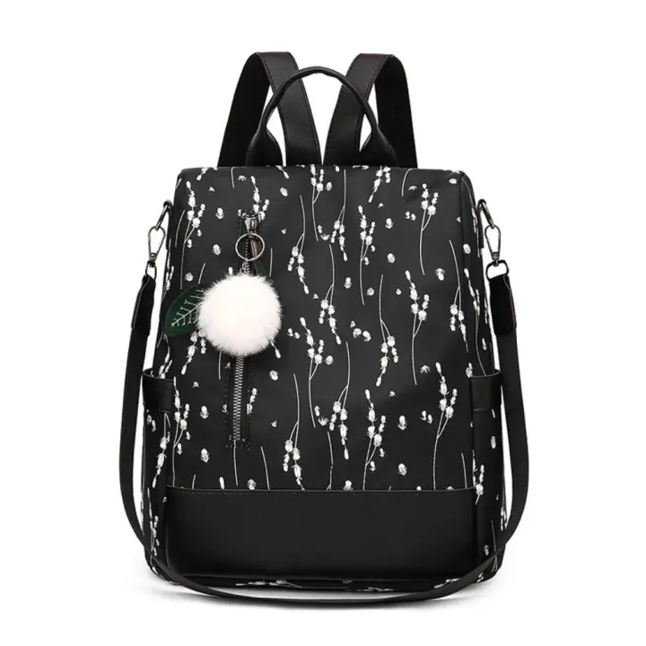 MoChila Con Estampado Floral Para Mujer, Bolsa De Viaje Informal, With Bola De Melo, De Gran Capacidad, Nueva - 1