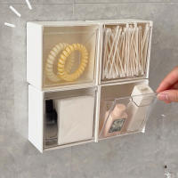 Organizador De Baño Montado En La Pared De Plástico Eco-amigable Caja De Almacenamiento Para Maquillaje Cepillos De Oído Y Joyería Pequeña 4 Piezas - details 2