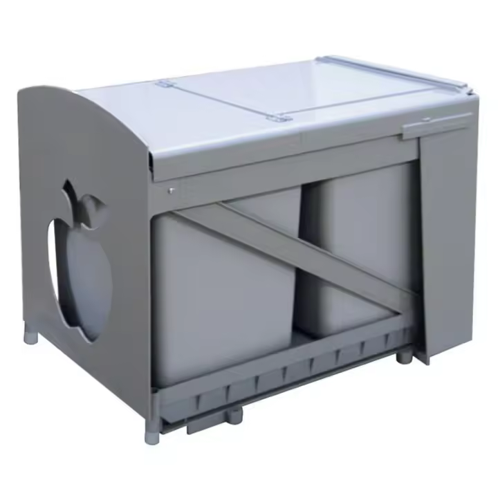 Cubo basura ecológico manzana 2x16l. gris  incluye set de mecanizacion a la puerta - 1