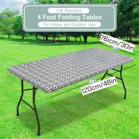 Mantel Rectangular Elástico Para Mesa De Plástico Cubierta Para Mesas Plegables Picnic Camping Exterior Resistente Al Aceite Estilo Clásico - details 1