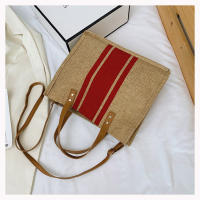 Bolso De Mano De Lona Simple Con Rayas Para Mujer Gran Capacidad Casual Bolso De Hombro Y Cruzado Con Asa Superior - details 11