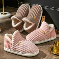Zapatillas De Terciopelo Suave Para Parejas Estilo Invierno Antideslizantes Cálidas Sandalias Casuales Para Hombres Y Mujeres Zapatos De Algodón Para El Hogar - details 3