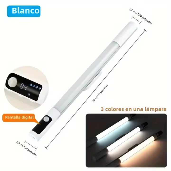 Luz LED Sensor De Movimiento Barra De Luz Lámpara De Escritorio Recargable Tipo C Luz De Armario Para Cocina Display Digital Luz Nocturna - 1
