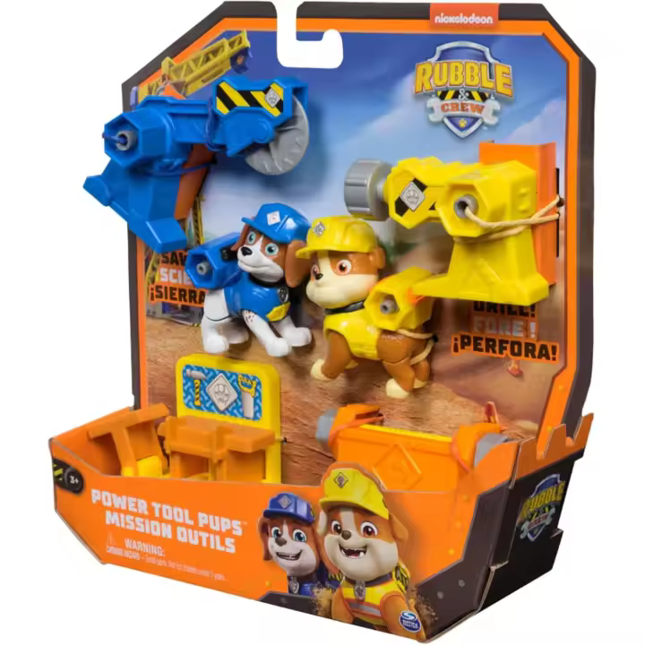 Rubble & Crew - Pack Figuras Rubble Y Wheeler 2 Herramientas Y 2 Accesorios CONSTRUCCIÓN - Patrulla Canina Juguetes - Juegos Infantiles - Regalo Niño 3 años + (Spin Master 6071661) - 1