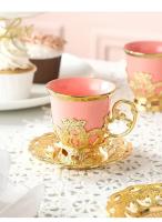 Taza De Café Turco De Cerámica Con Borde Dorado Para Ramadan Juego De Taza Y Taza Con Estilo Clásico Europeo Para Té De La Tarde - details 1