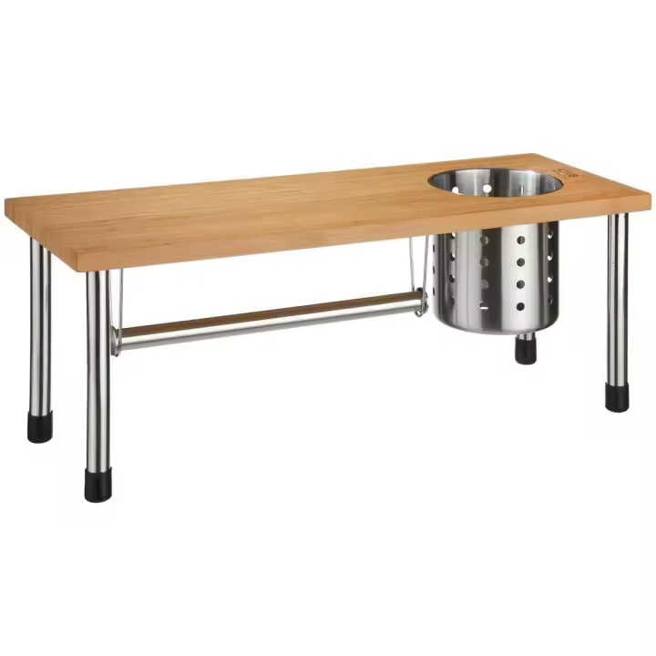 MAXHOME- Organizador de Cocina, Soporte para Cubiertos, Especiero, Portarrollos, Bambú & Acero, Marrón & PlateadoEstante de cocina de bambú 55x20x20 cm - 1