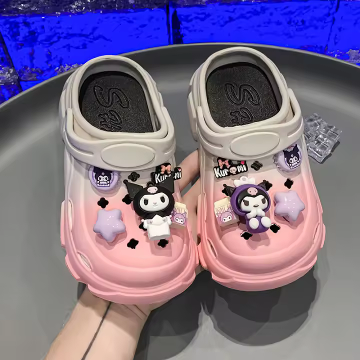 Sandalias De Verano Para Niñas Sanrio Kuromi Corte Transpirables Cómodas Y Moda Suaves Para Exterior Playa Casual Tallas Trueñas - 1