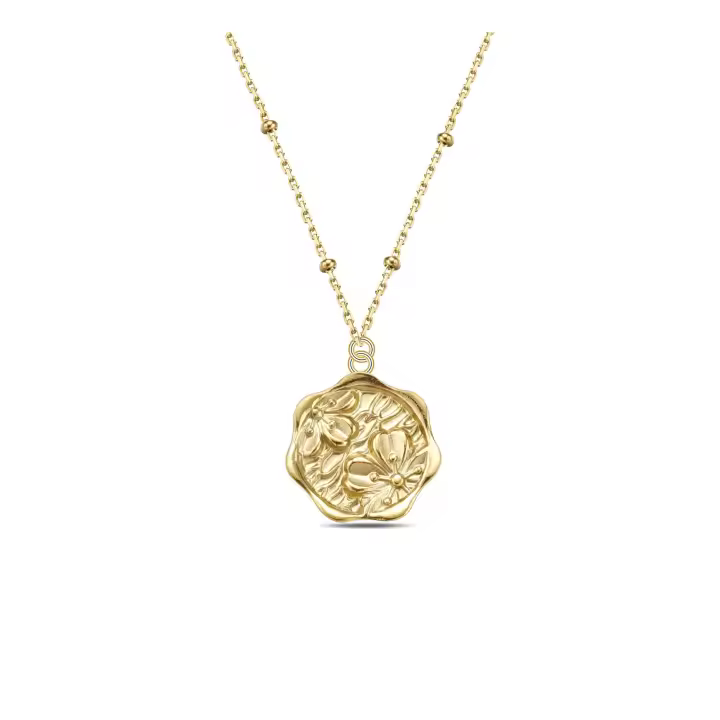 Collar con colgante floral bañado en oro de 18k Collar con colgante floral bañado en oro de 18k Collar Collar de Cadena - 1