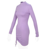 Vestido Largo De Color Sólido Con Cinturón Y Volantes Para Mujer Moda Oficina Traje De Baño Elegante Falda De Cintura Natural - details 5