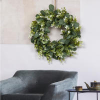 Corona De Eucalipto Artificial Para Puerta Delantero Decoración De Pared Hogar Primavera Verano Faux Eucalipto Para Centros De Mesa - details 5