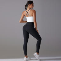 Conjunto De Yoga Deportivo Halter Sin Mangas Top Y Pantalones Para Gimnasio Fitness Entrenamiento Correr Ciclismo Color Sólido - details 2