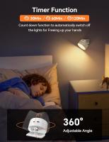 Lámpara De Pared LED Con Control Remoto Y Magnético Recargable USB Tres Colores Dimmer Para Iluminación De Dormitorio - details 9