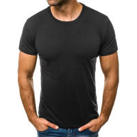 Camiseta De Algodón Para Hombre Verano Estilo Slim Black Manga Corta Cómoda Casual Cuello Redondo Top De Ropa Masculina - details 1