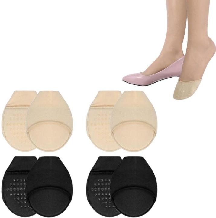 4 pares: calcetines con amortiguación en la parte delantera del pie, calcetines con protección para los dedos, calcetines con forro invisible, calcetines para tacones altos, calcetines forrados, calcetines tabi (beige y negro).
