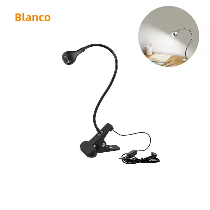 Lámpara De Escritorio LED Flexible Con Clip Y Interruptor USB Recargable Luz De Lectura Para Dormitorio Y Laptop Decoración De Hogar - 1