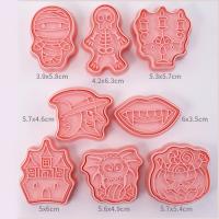 8pcs Molde De Galleta Halloween 3D Cartoon Pumpkin Ghost Skull Diseño Eco-amigable Para Fiestas De Halloween Herramientas De Hornear - details 2