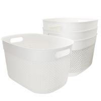 Curver - Pack 4 cestas organizadoras Filo 18L, medidas 38x28x22 cm, color marrón o blanco, formato redondeado, 70% plástico reciclado, almacenamiento objetos, almacenaje hogar, resistente al agua y fácil de lavar - details 1